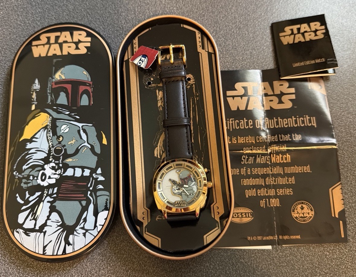 Limited Edition Boba Fett 1997 Fossil Watch #1084/10000 NWT w/ COA & New Battery