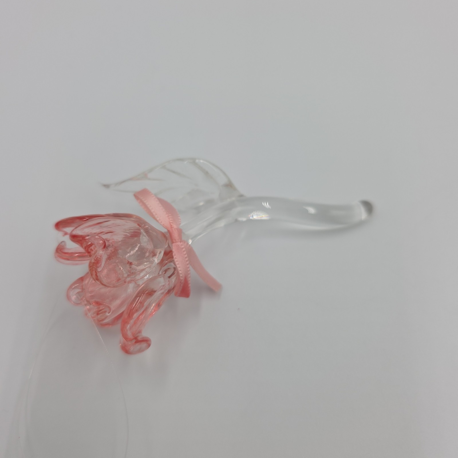 Vintage Silvestri Hand Blown Glass Rose Ornament Clear Pink Handcrafted Flower Vintage Silvestri Hand Blown Glass Rose Ornament Clear Pink Handcrafted Flower