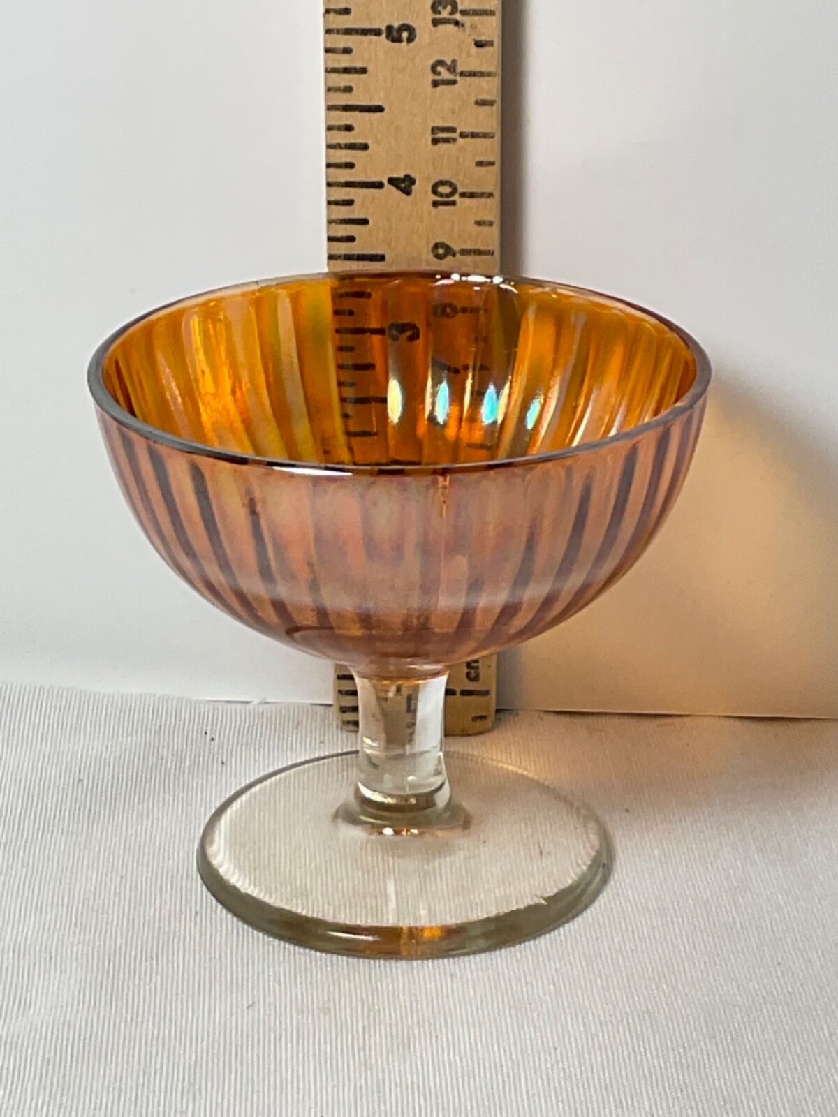 Carnival orange glass custard/dessert stemmed bowl 31/2”