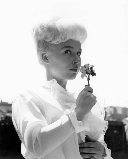 Barbara Windsor British actress wearing a white blouse lace trim s- Old Photo