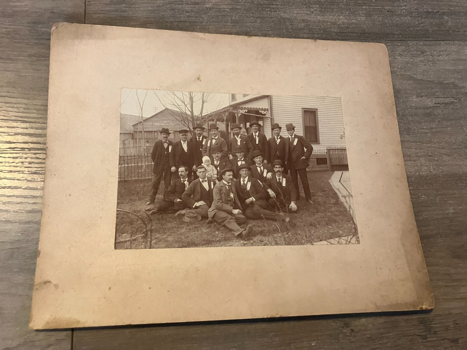 Photo of a group of men wearing Ribbons Badges