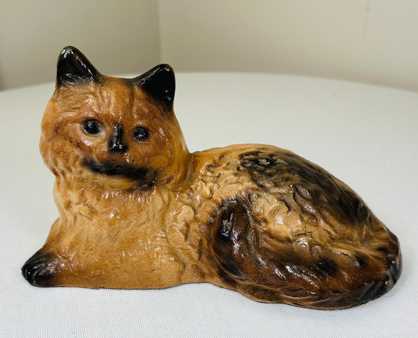 1920s Antique Art Stone Kitty Cat Sculpture Paperweight Collector Christmas Gift