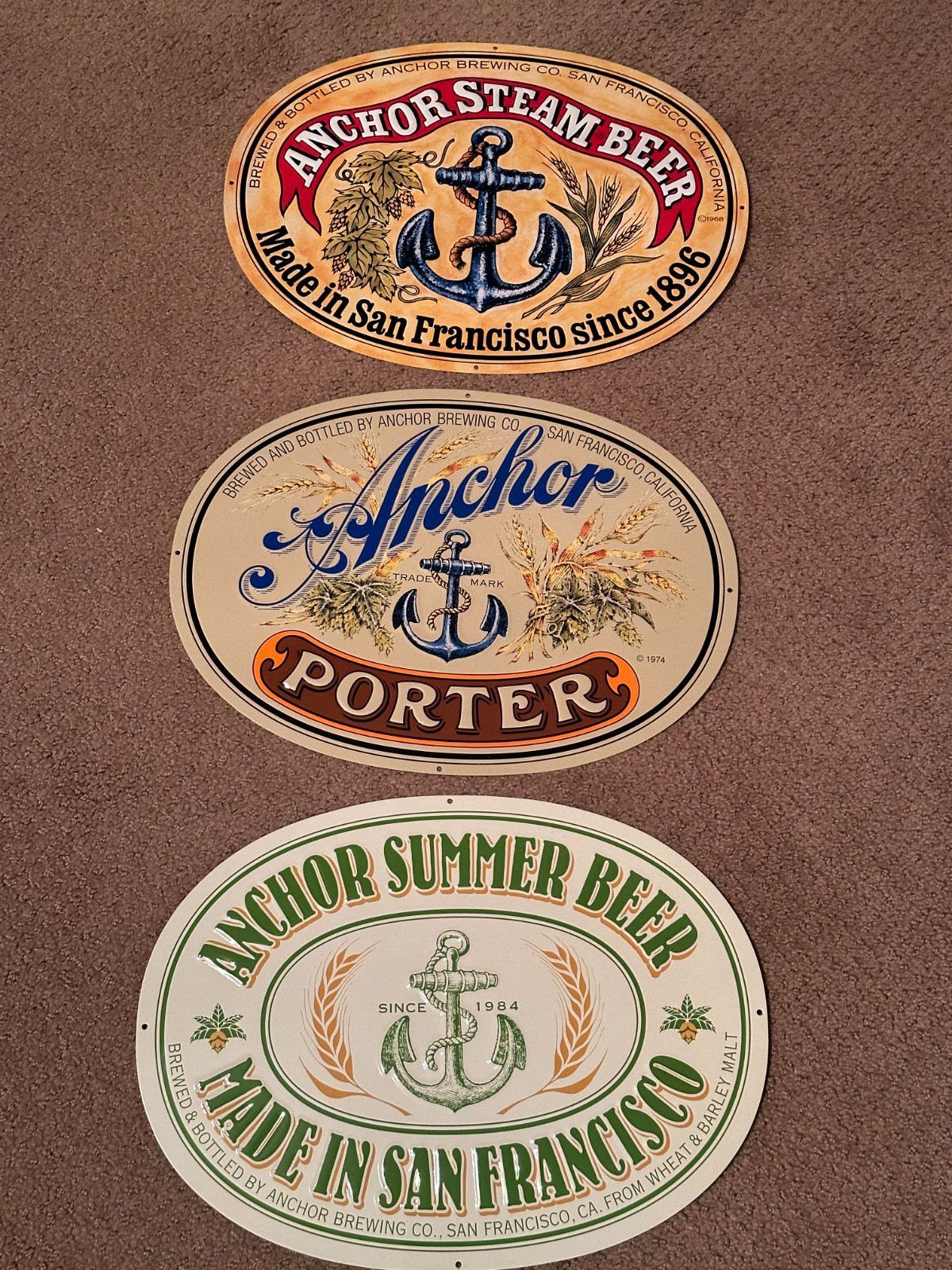 New Anchor Steam Beer Tin Signs Made in San Francisco  13.75