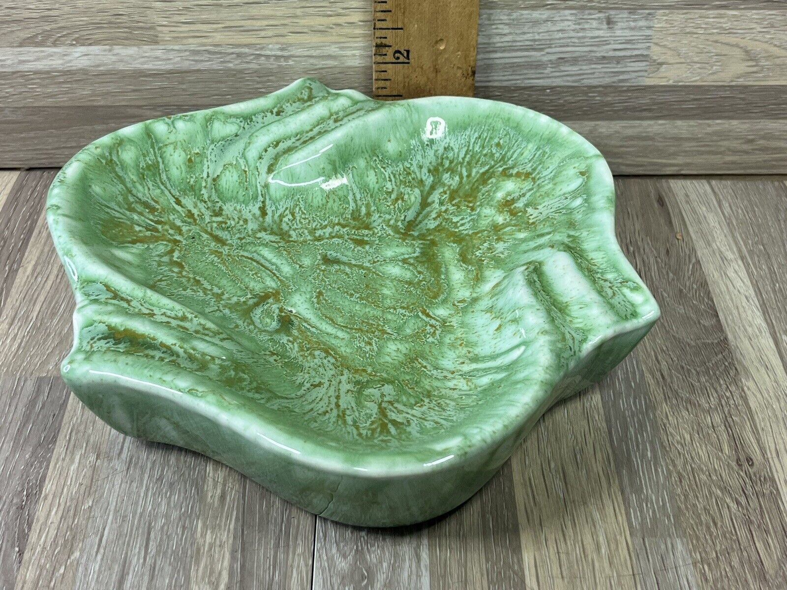 Vintage  Large Green/White Ashtray In The 60’s To 70’s