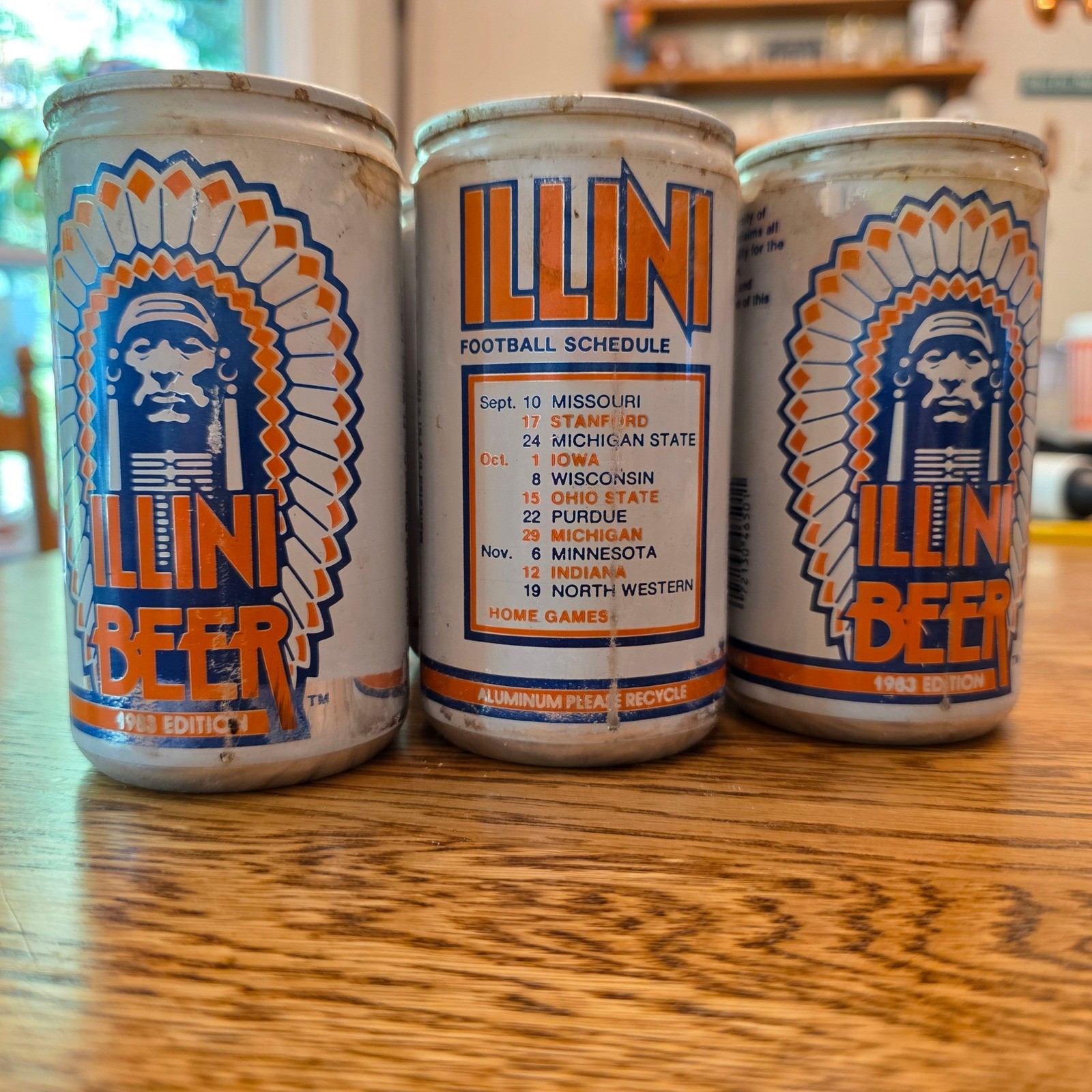 Vintage 1983 Illini Beer 6 Pack Empty Cans University of Illinois Football Logo