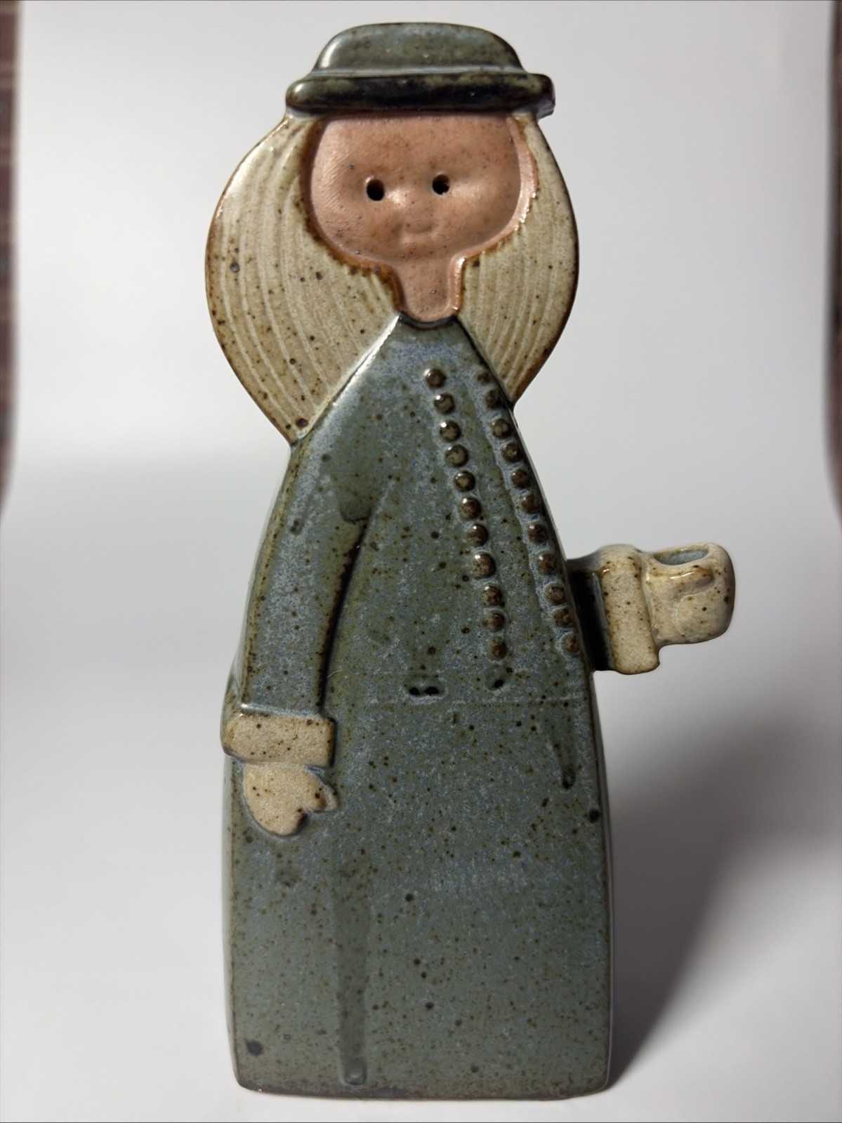 VTG Alfred Knobler Stoneware ArtPottery Minimalist Quaker Figurine Candle Holder