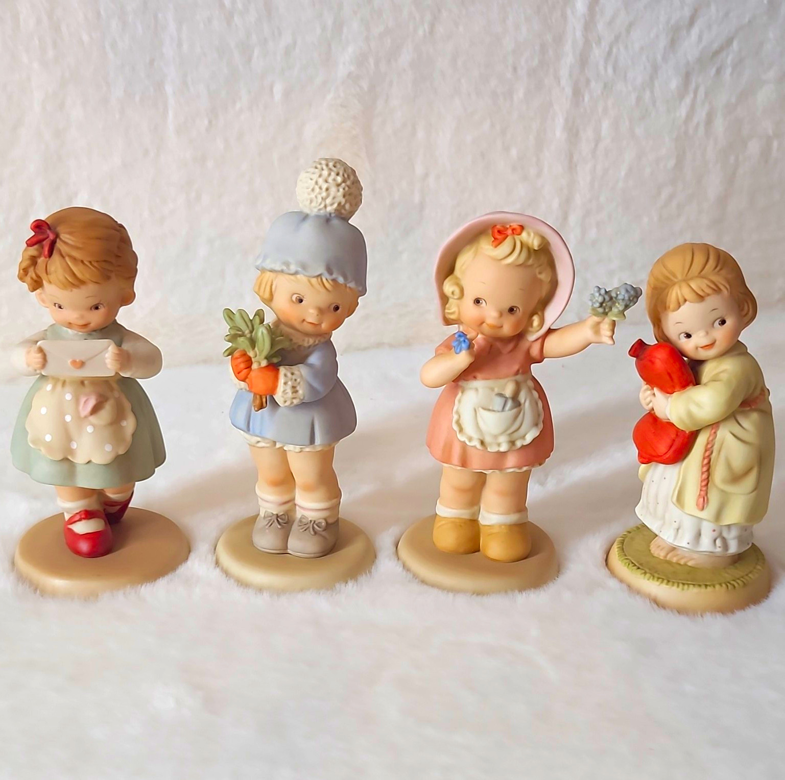 Enesco Memories of Yesterday Lucie Attwell Porcelain Girl Figurines 4pc Set