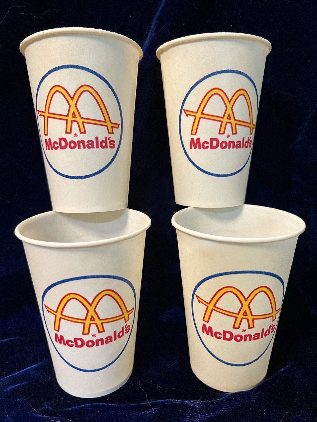 Lot of 4, 1960\'s McDonald\'s Slash M Logo 7 OZ Wax Paper Cups, New /Old Stock Lot of 4, 1960\'s McDonald\'s Slash M Logo 7 OZ Wax Paper Cups, New /Old Stock