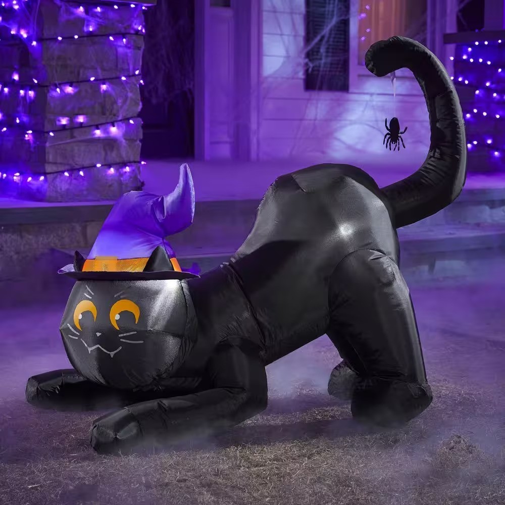 3.5 ft LED Crouching Black Cat Airblown Inflatable Halloween Outdoor Decor