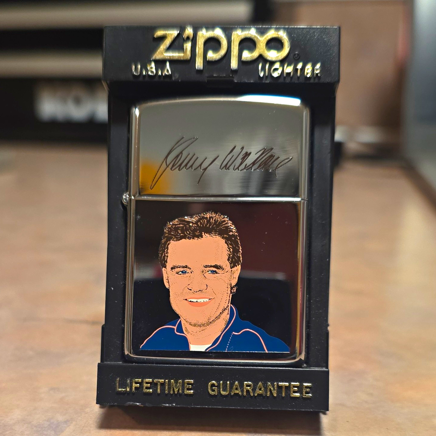 Vintage 1993 NASCAR Kenny Wallace Zippo lighter Portrait and Signature 