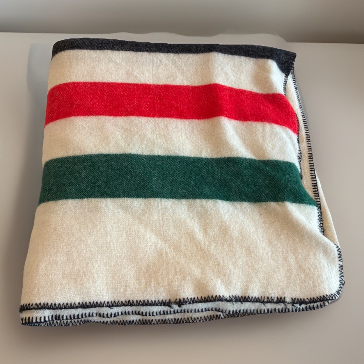 VTG Multi Stripe Camp King Size Blanket 60/40 Wool Acrylic Cabin 100x92” Reverse
