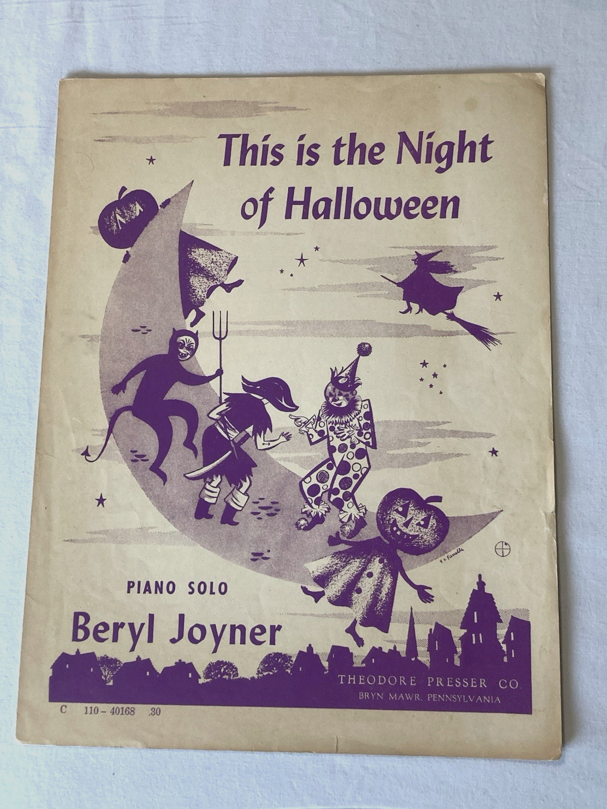 Org 1951 Vintage Sheet Music THIS IS THE NIGHT OF HALLOWEEN Witch Devil Pumpkin