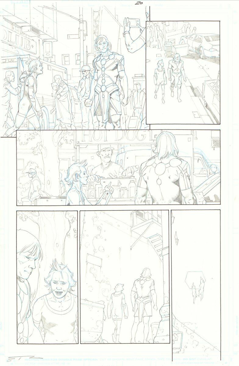 Eternals #1 p.20 - Ikaris and Sprite in NYC - 2021 Signed art by Esad Ribic