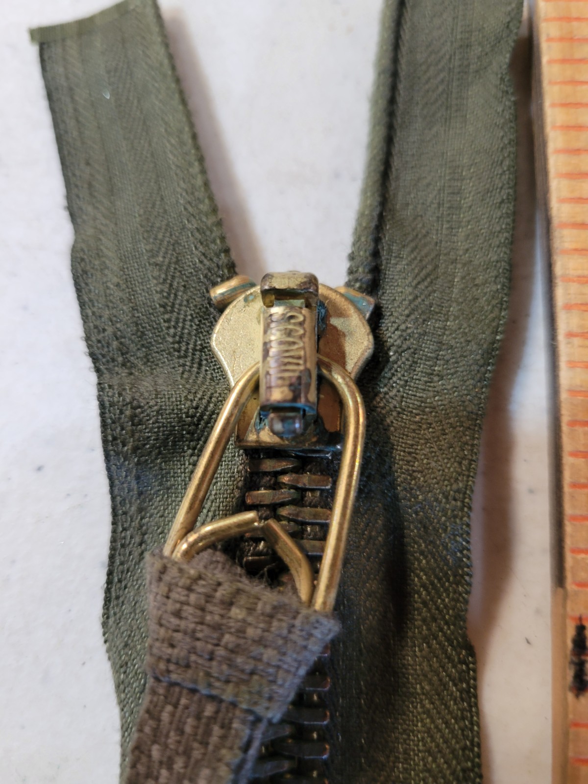 NOS 1970's Vtg Military Scovill Brass Zipper, 20 NOS 1970's Vtg Military Scovill Brass Zipper, 20