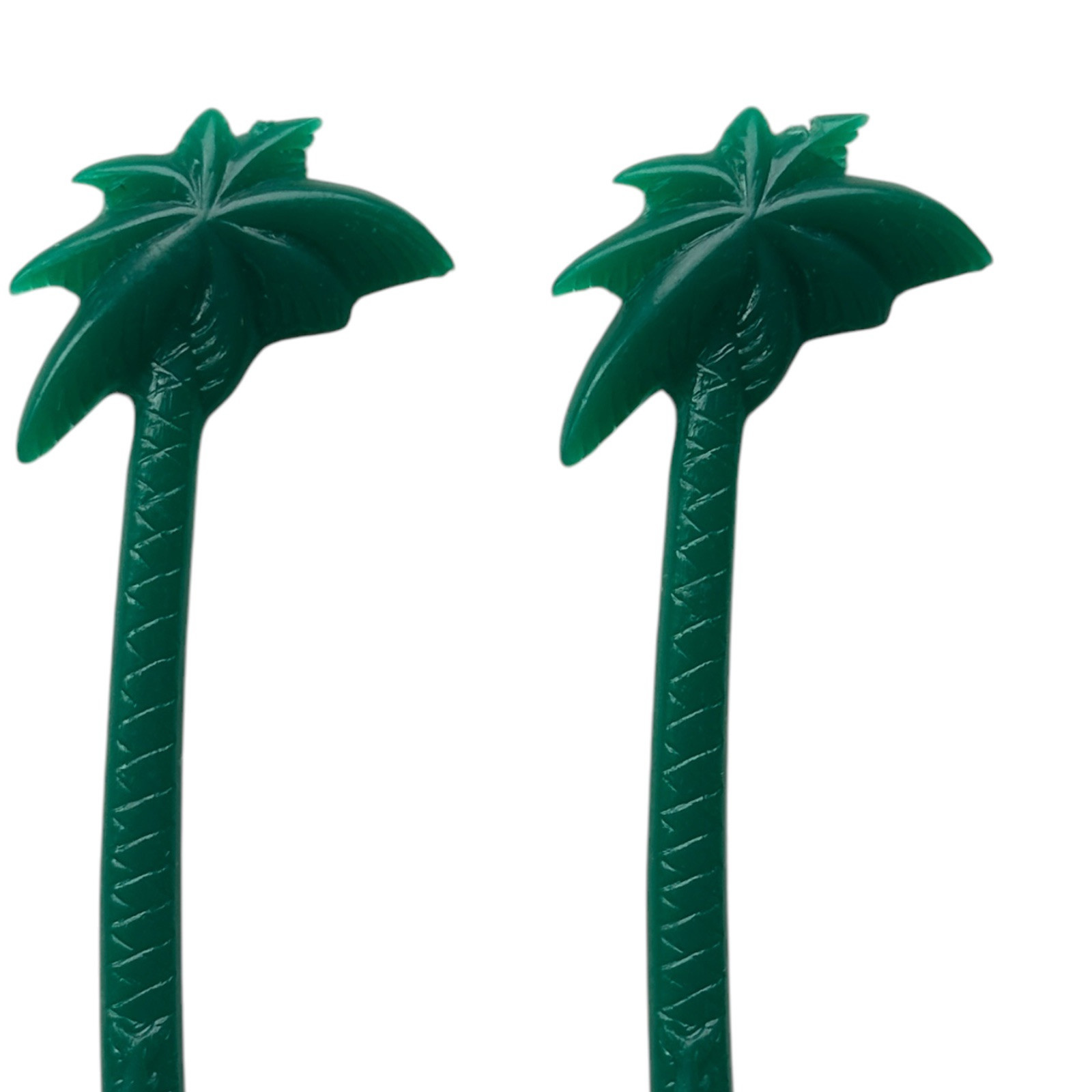 (2) Caribe Hilton Swizzle Stir Cocktail Stick Palm Tree Puerto Rico Bar Vintage