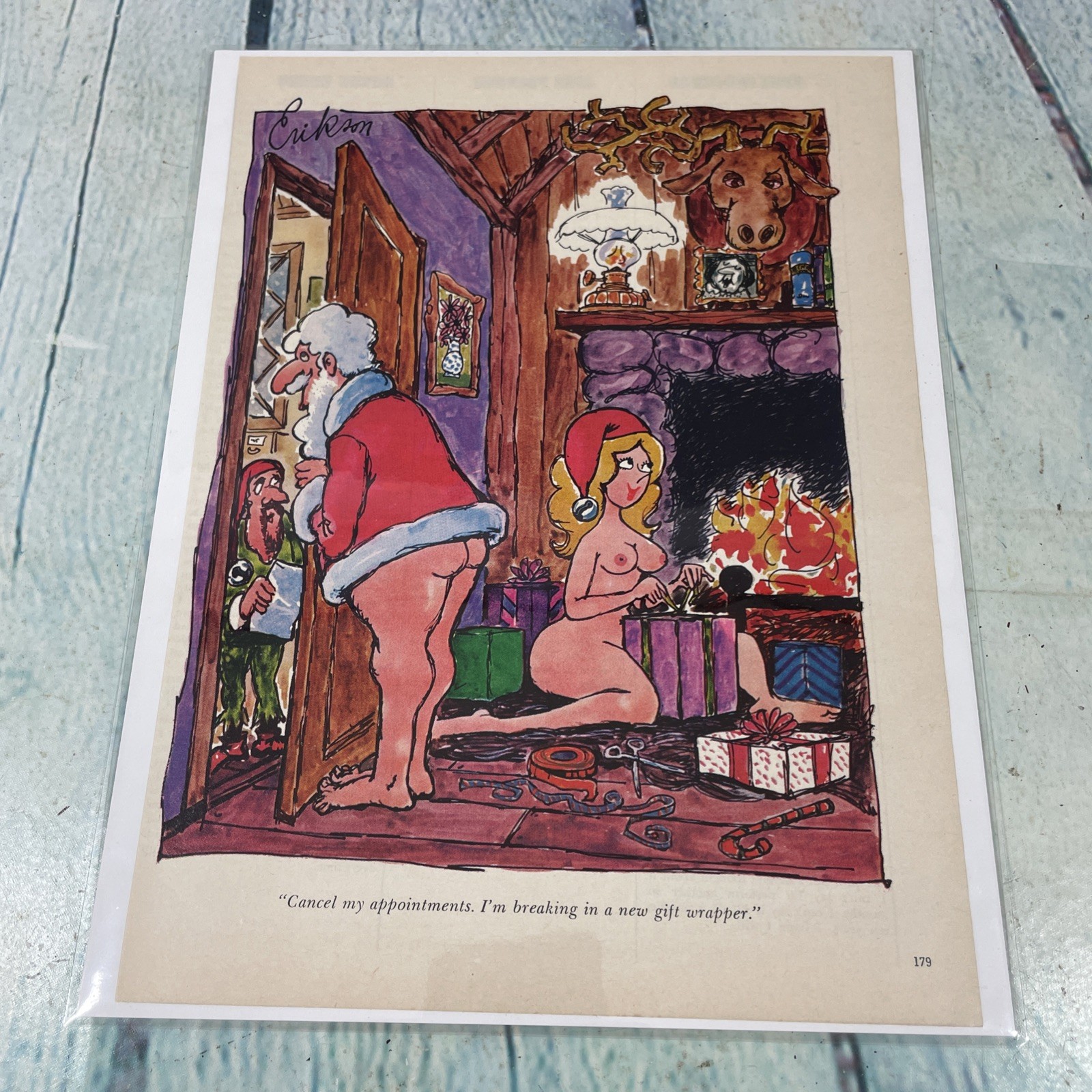 1973 Sexy Adult Cartoon Gift Wrapper Vtg Print Ad/Poster Pinup Art Magazine Page