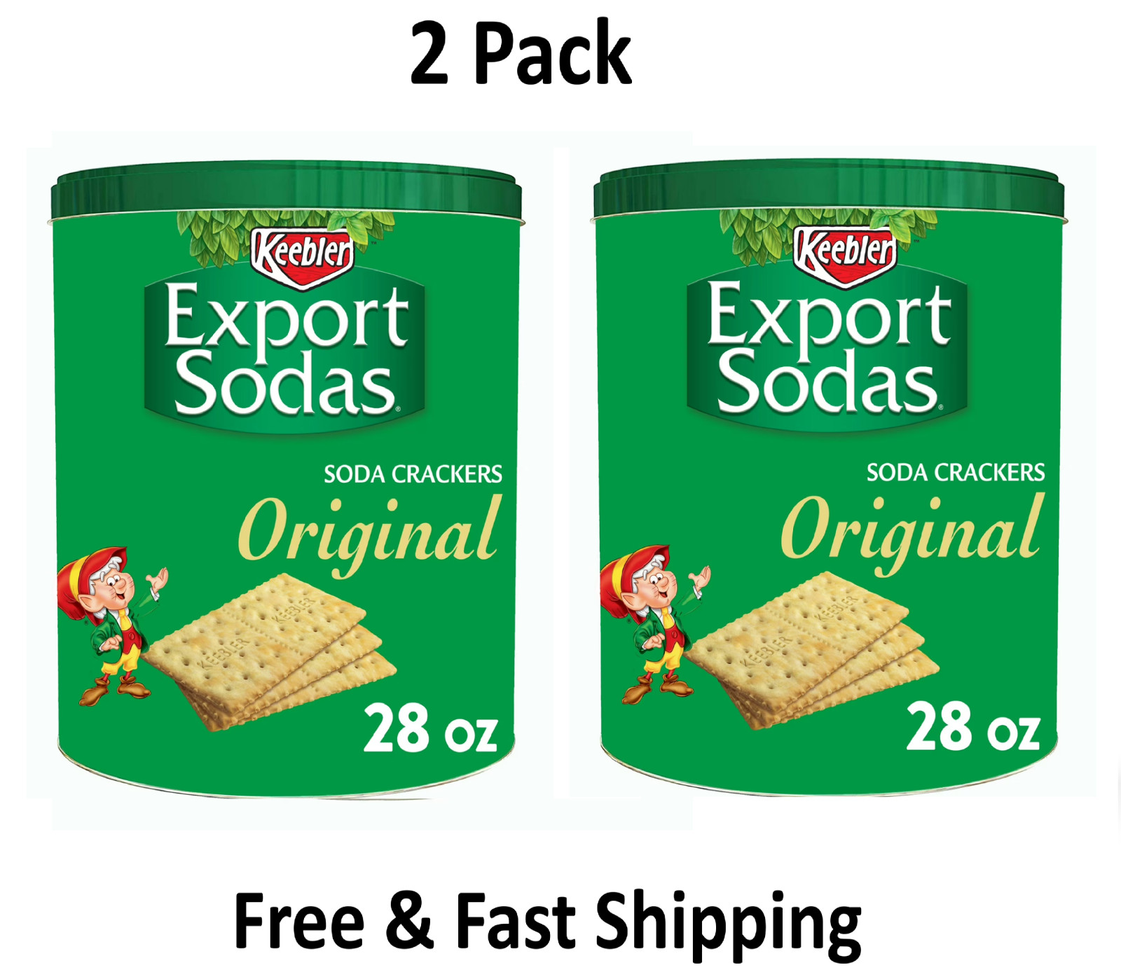 Keebler Export Sodas Original Soda Crackers, Soup Crackers, 28 oz ( Pack of 2)