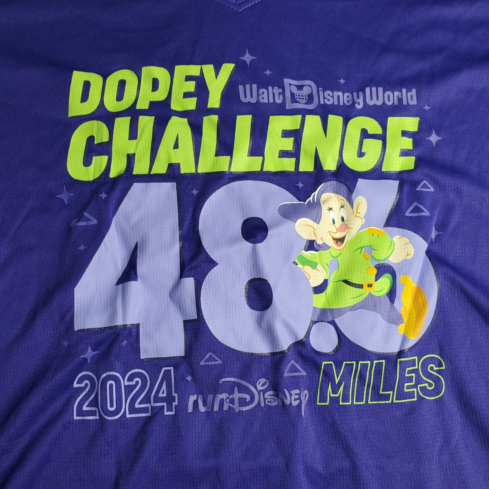 2024 Run Disney Dopey Challenge Shirt Women’s Size Large 48.6 Miles Purple