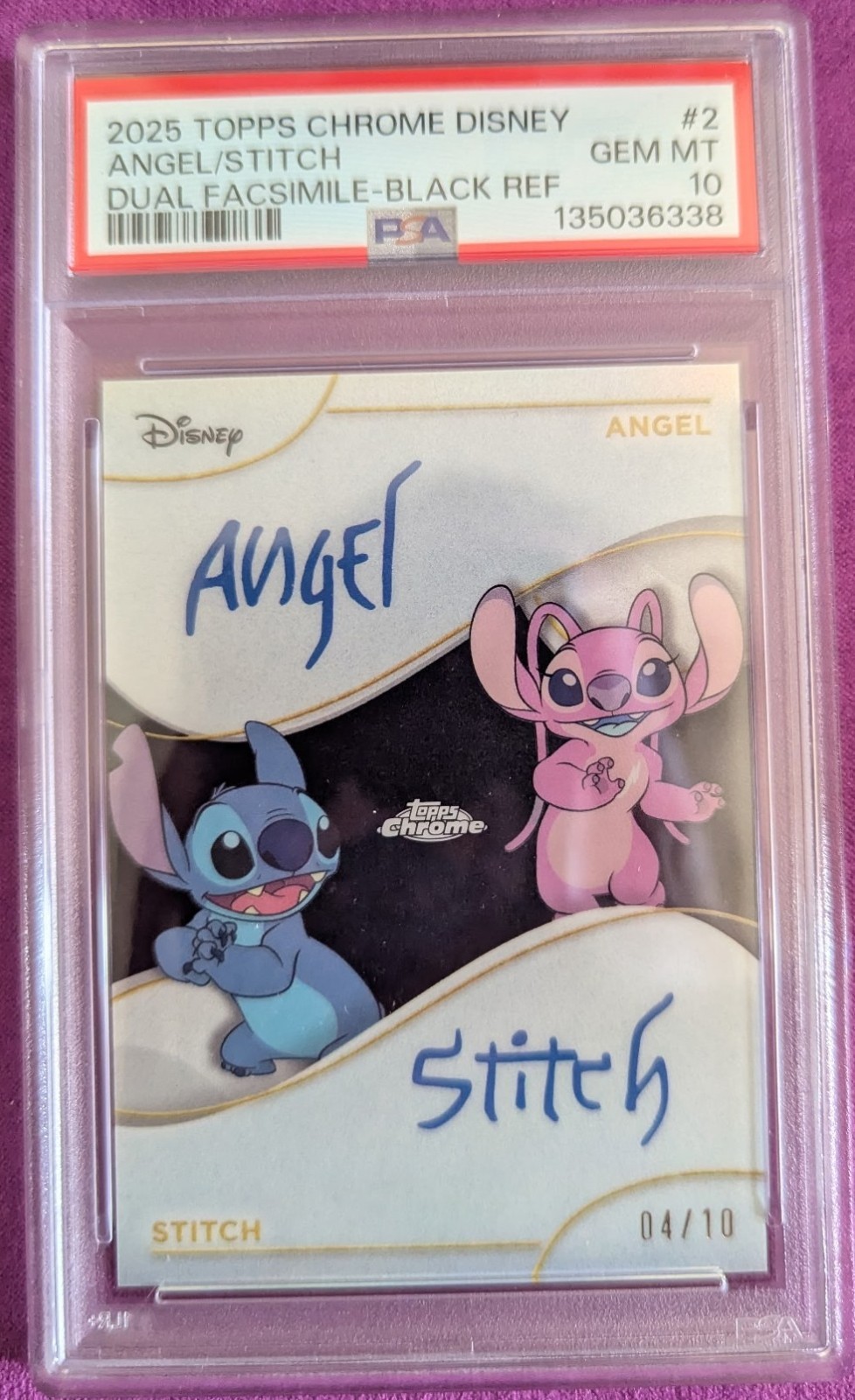 PSA 10 Disney Topps Chrome Stitch Angel BLACK AUTO #4 /10 POP 2