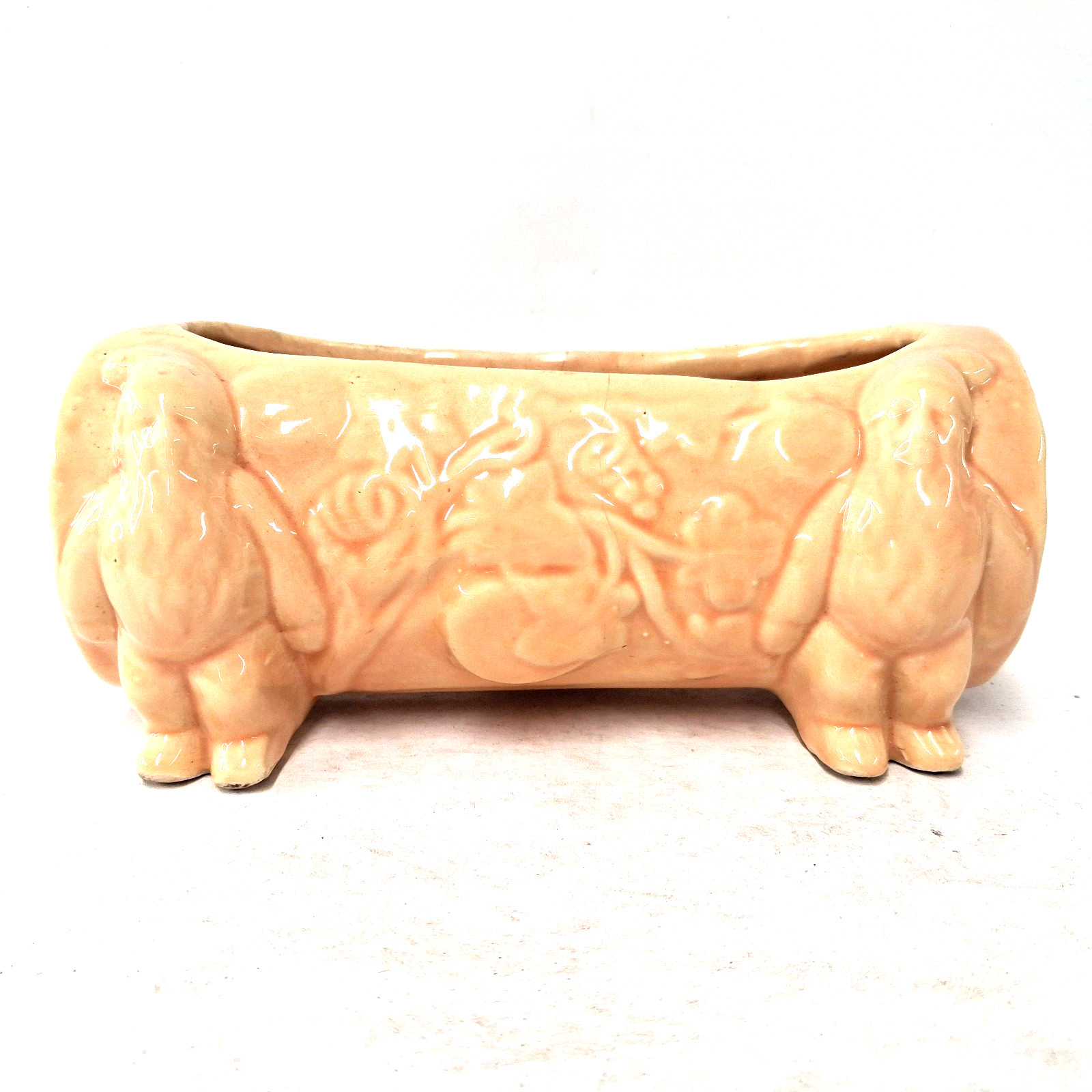 Vintage Woodland Figural Log Planter Ceramic Faux Bois Mid Century USA Pottery