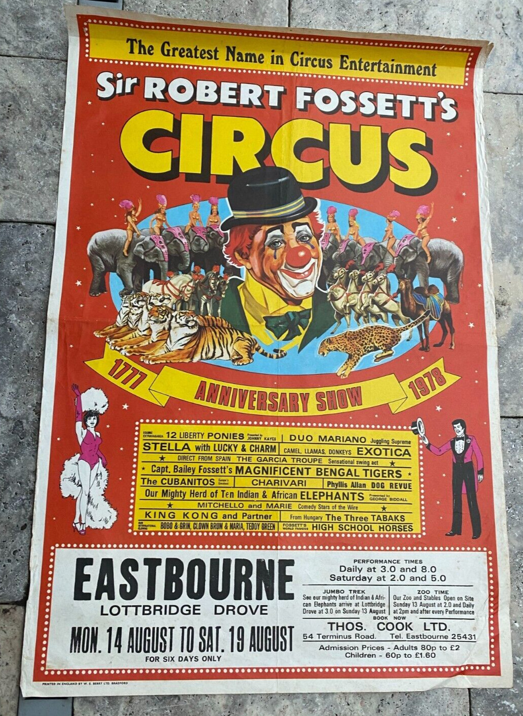 Authentic 1978 ROBERT FOSSETT'S CIRCUS EASTBOURNE UK POSTER 20