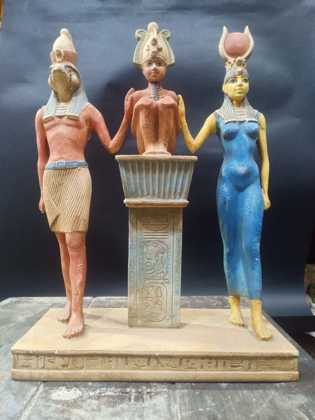 Egyptian Antiquities Egyptian mythology statue Goddes Osiris,Isis,Horus Egypt BC