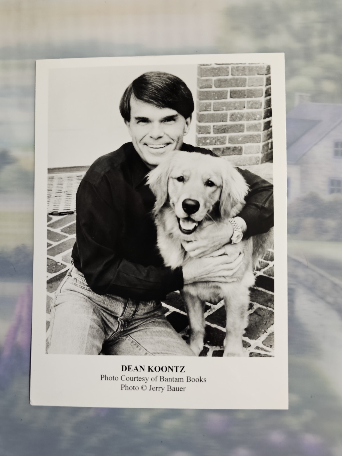Vintage Dean Koontz, Author Glossy Photo / with dog / 7