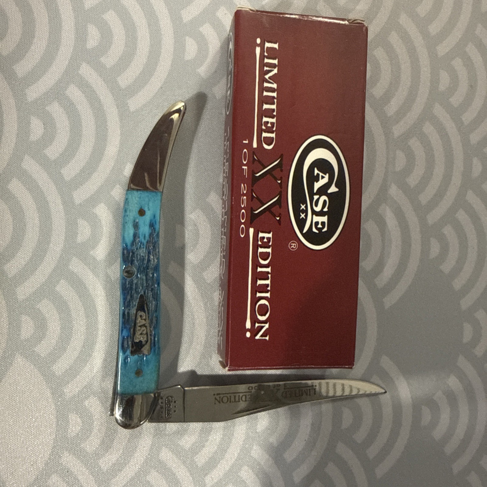 2002 CASE XX 610094 SS KALEIDOSCOPE CARIBBEAN BLUE SMOOTH BONE TEXAS TOOTHPICK