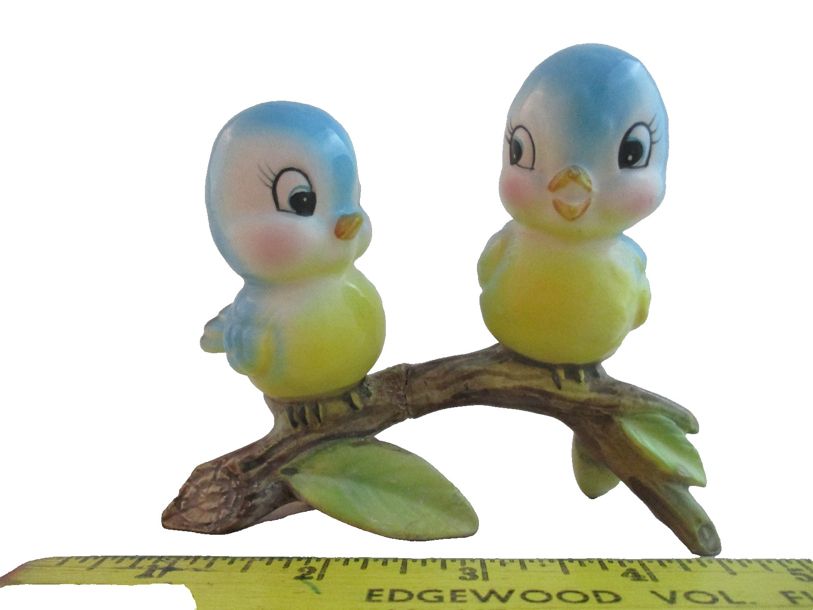 Vintage Norcrest Bluebirds - Lefton Ceramic Blue Birds on Branch ~ DAMAGED