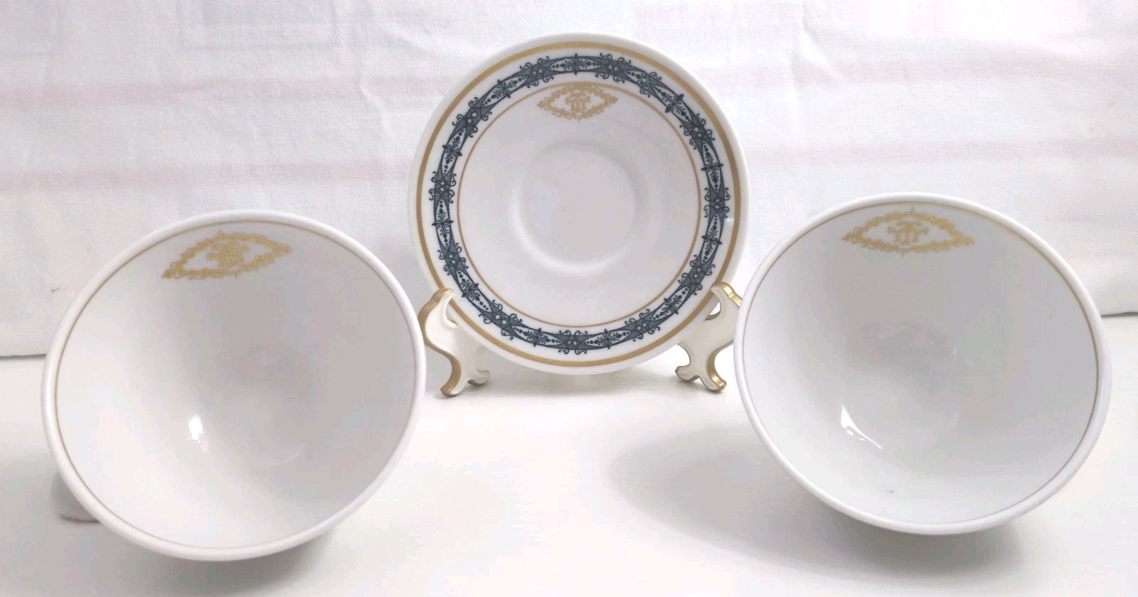Antique 1920's 3 Piece B&O RAILROAD Restaurant Ware Berry Bowls & Saucer