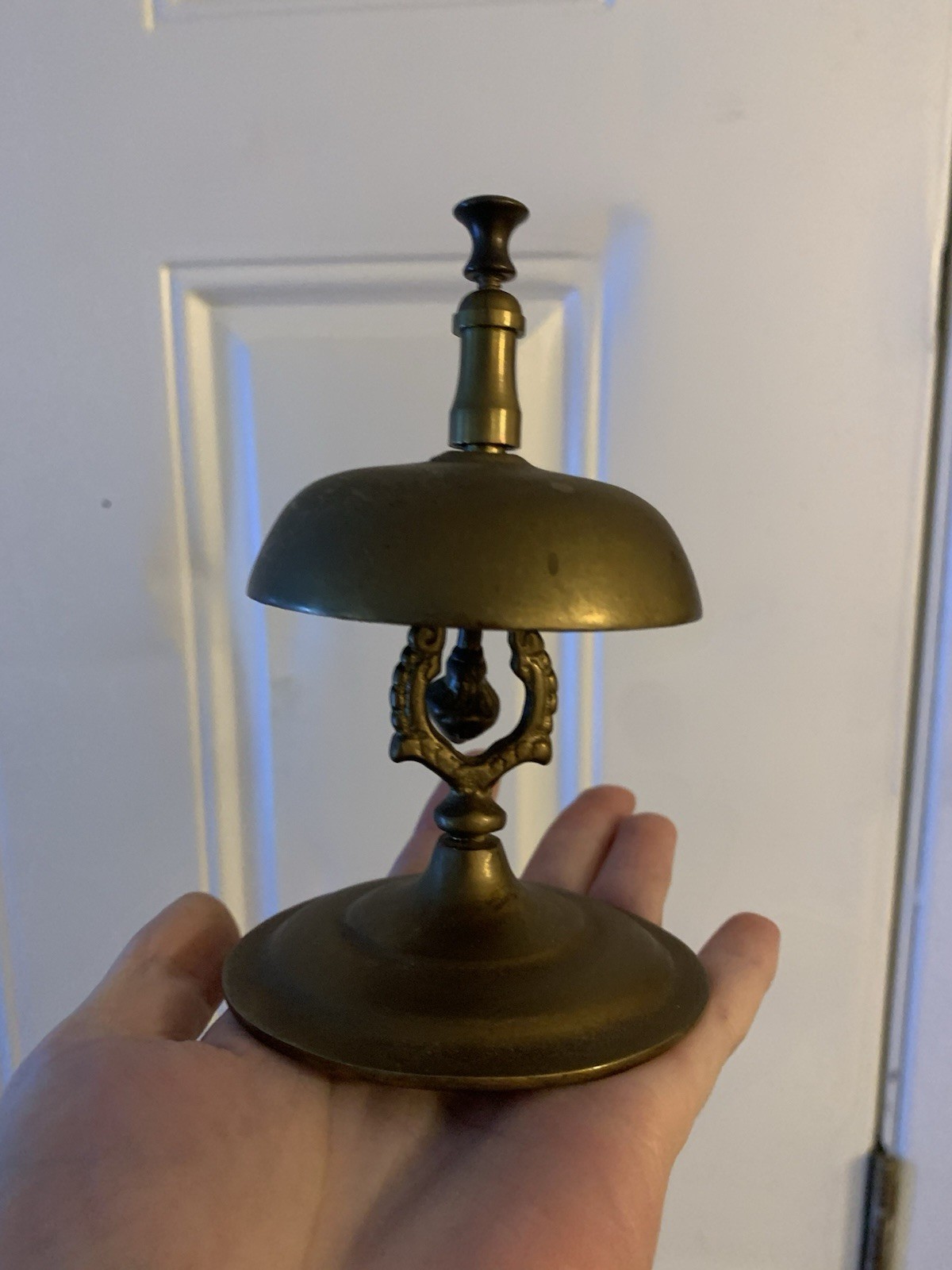 Antique Victorian Style Brass Hotel Library Store Desk Counter Service Bell Ring