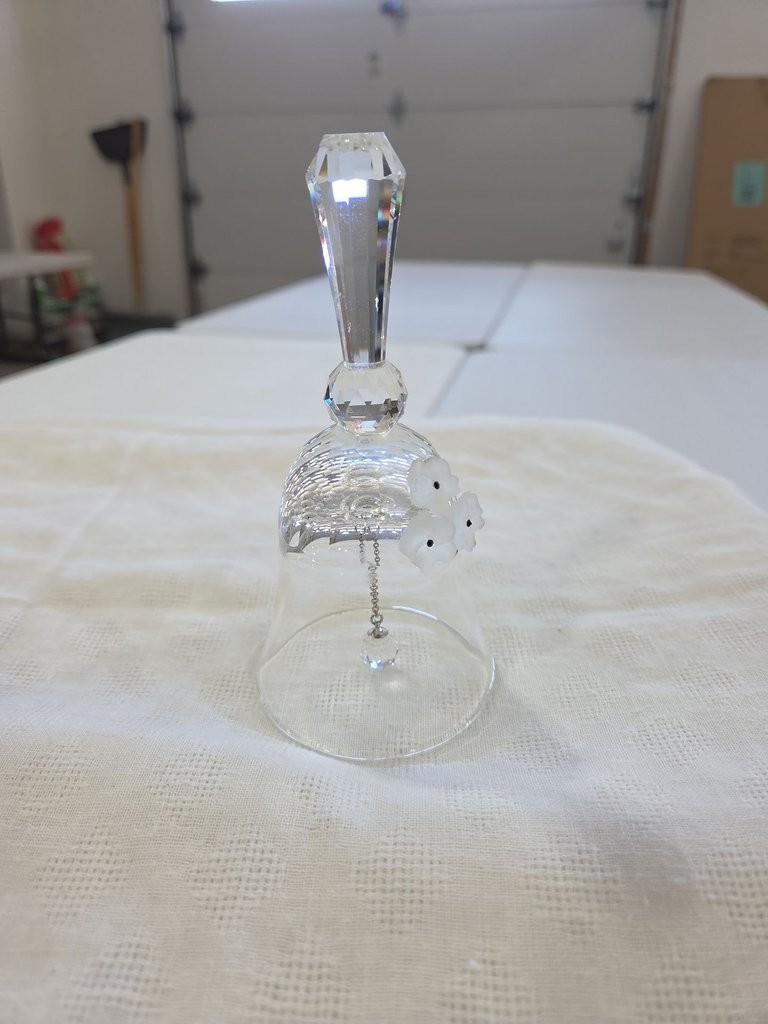 Vintage Swarovski Crystal Bell with 3 Flowers  6