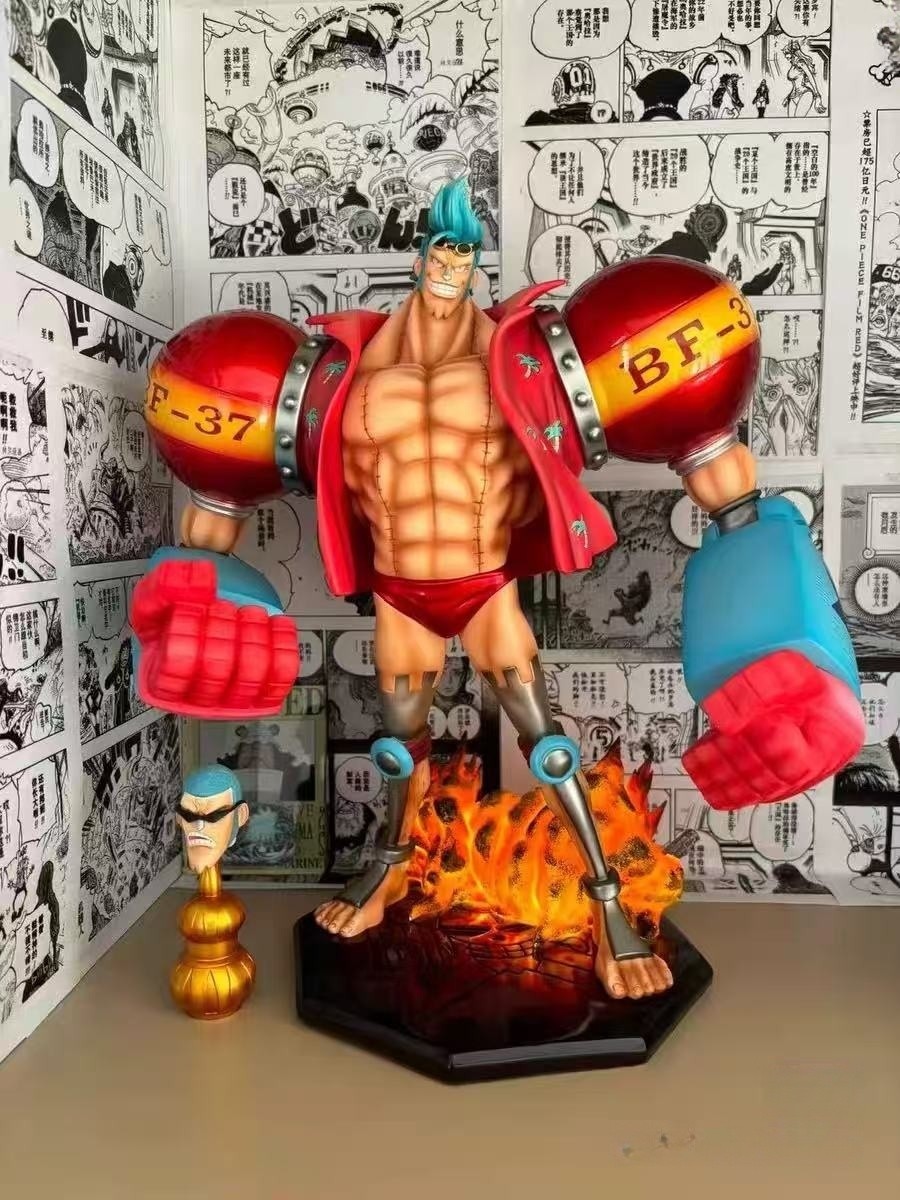 YYGK STUDIO One Piece Franky Statue PU Model In Stock Painted H32cm 2Heads Hot YYGK STUDIO One Piece Franky Statue PU Model In Stock Painted H32cm 2Heads Hot