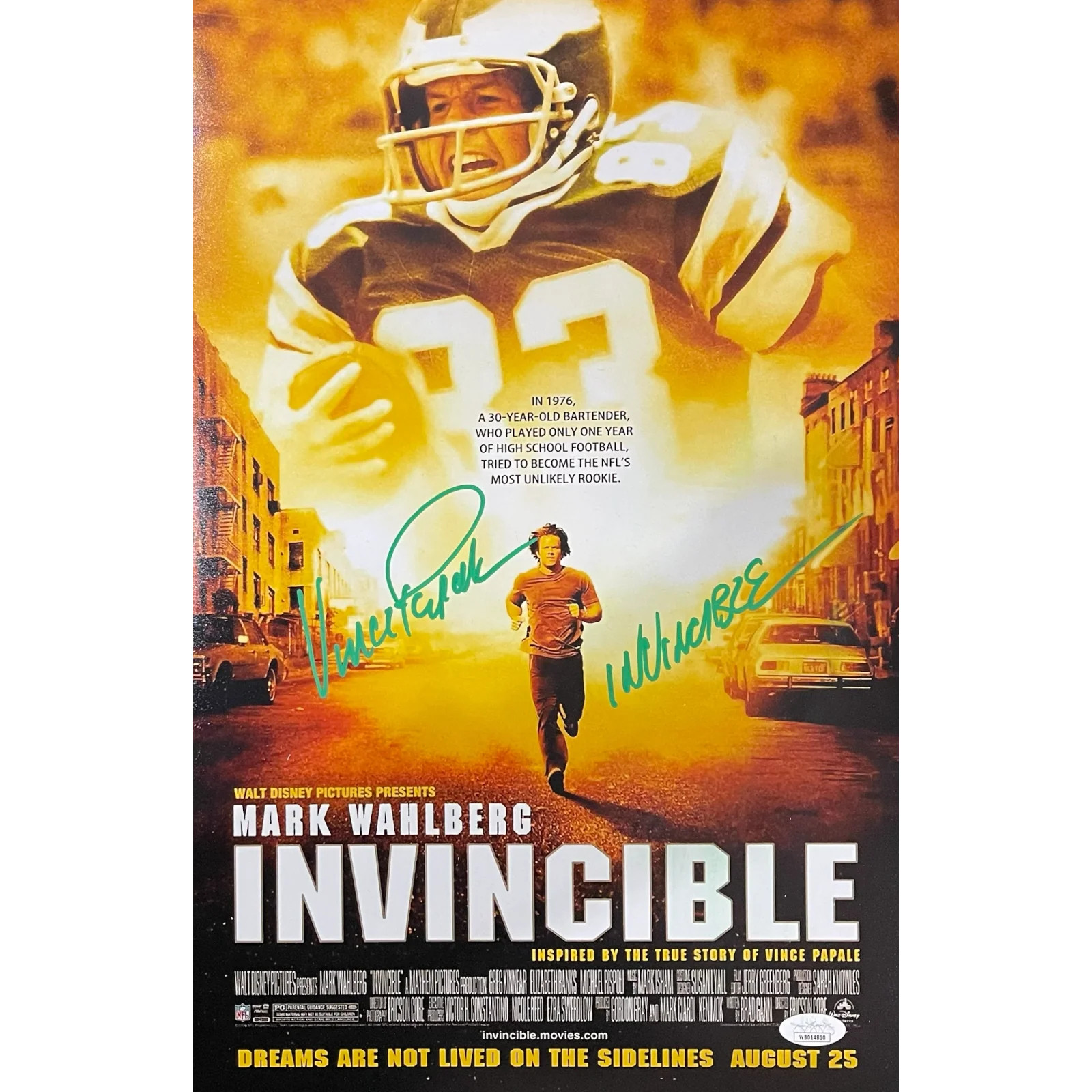 Vince Papale Autographed Invincible 11x17 Mini Movie Poster (Green Pen) w/ \