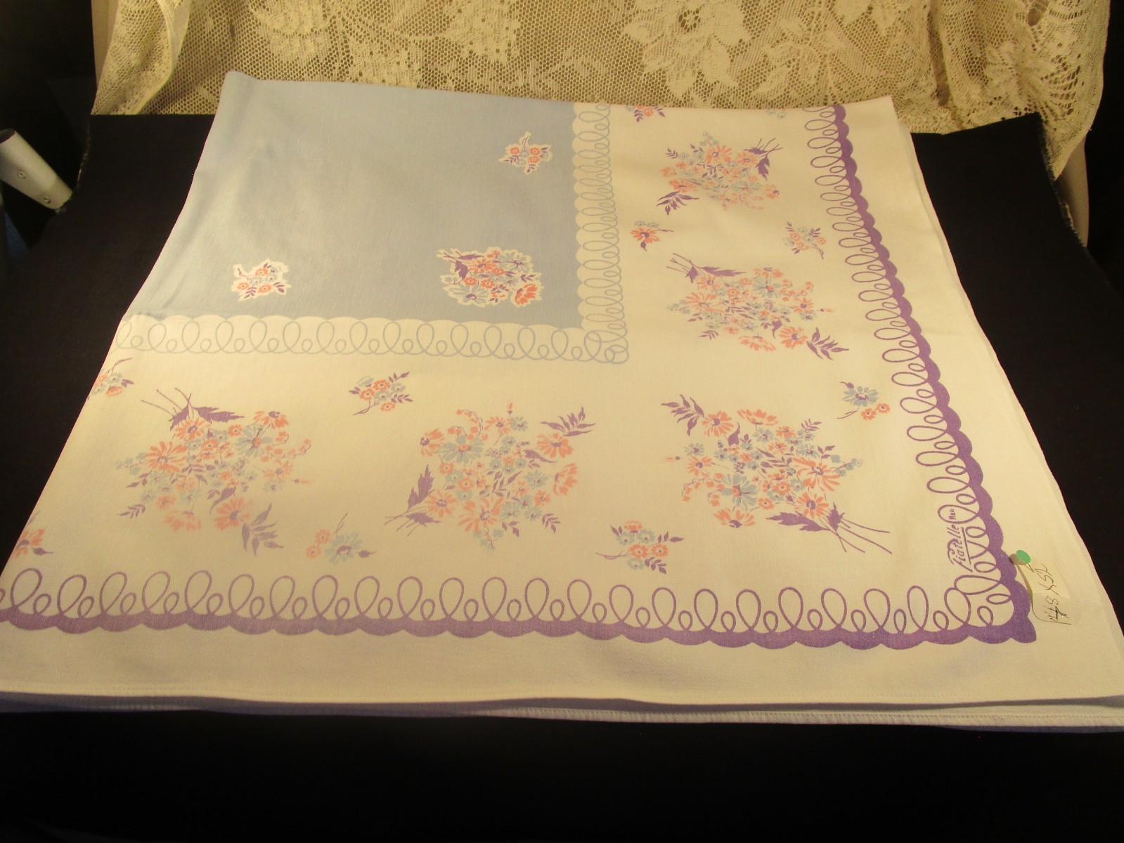 VTG. TRUE COTTON FIATELLE TABLECLOTH 48X52 CLEAN