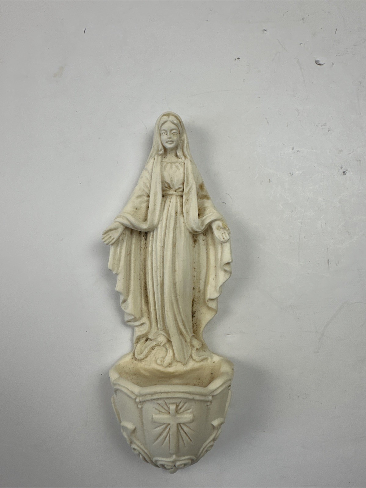 Vintage Our Lady Of La Leche Holy Water Font _ Catholic Mission Souvenir