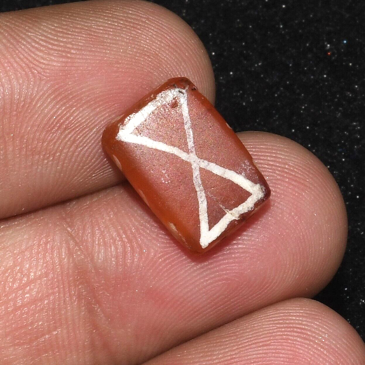 Ancient Etched Carnelian Infinity Bead in Perfect Condition over 2000 Years Old