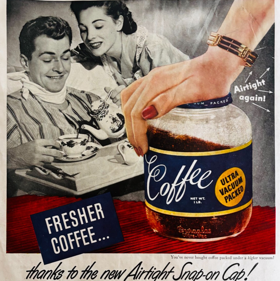 1947 Duraglas Coffee Jars Advertisement Vacuum Seal Storage Vintage DWWW8