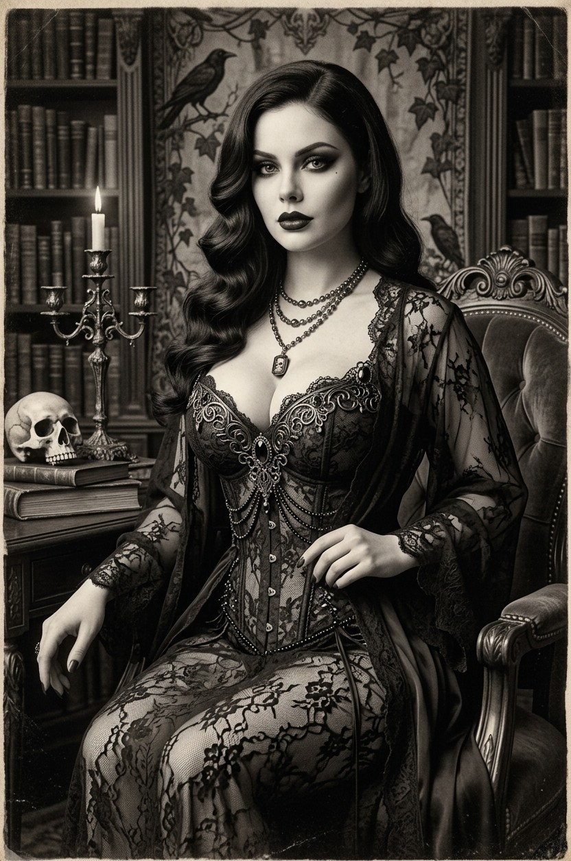 Digital Image Picture Photo Vintage Gothic Pin-Up Glamour  Portrait