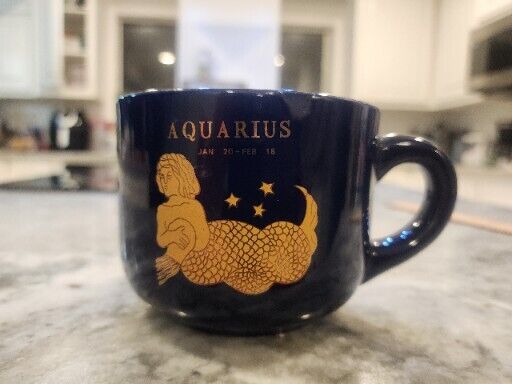 Vintage AQUARIUS (Zodiac Sign) High Quality Large Ceramic Coffee Cup Wide Tea