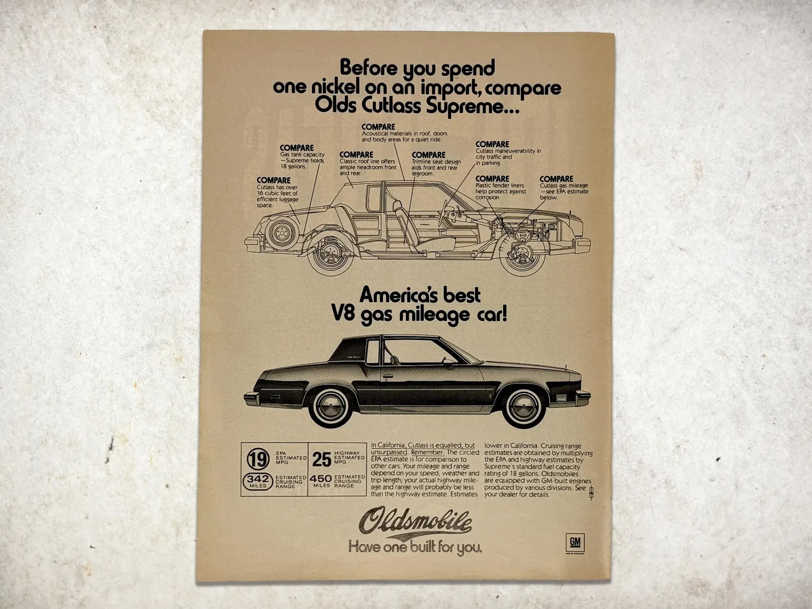 1979 Oldsmobile Cutlass Supreme Advertisement Vintage Automotive Ad