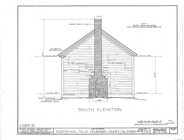 Photo:Felix California 1930s Post Office School South Elevation HABS