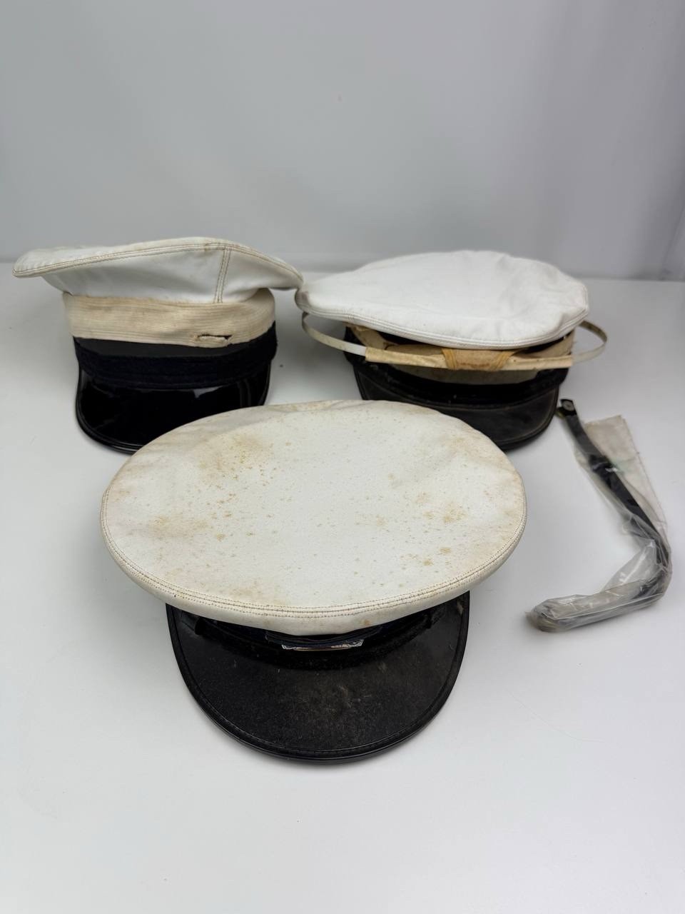 Vintage US Coast Guard USCG Navy Officer Combination Visor Cap Hats Lot of 3