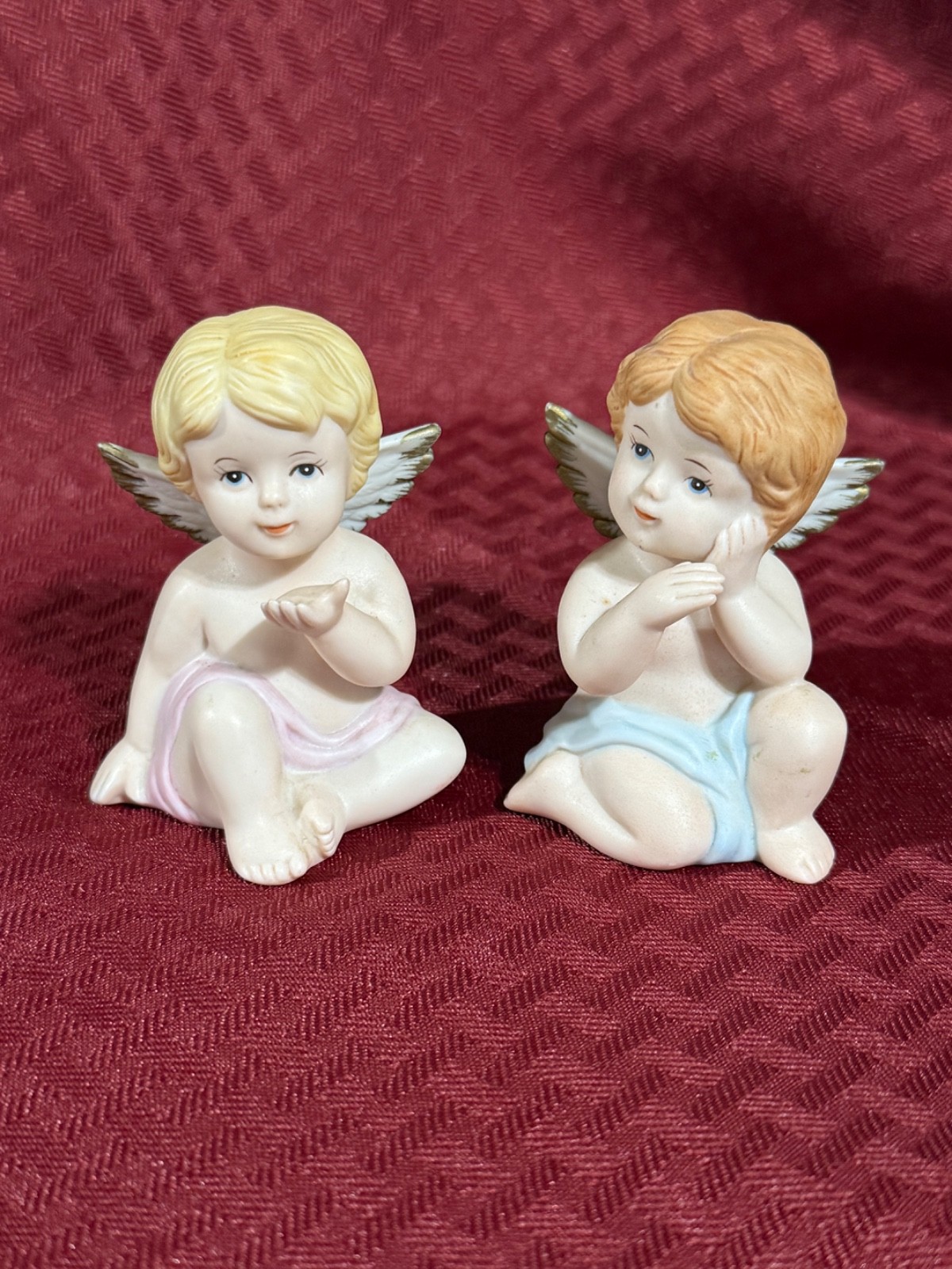 HOMCO Heavenly Cherubs #1430  Set of 2 Angel Figurines Vintage