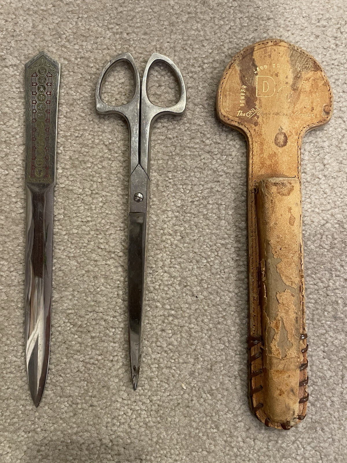 Vintage Antique 30’s Scissors Letter Opener Giv A Gift Solingen Germany Desk Set