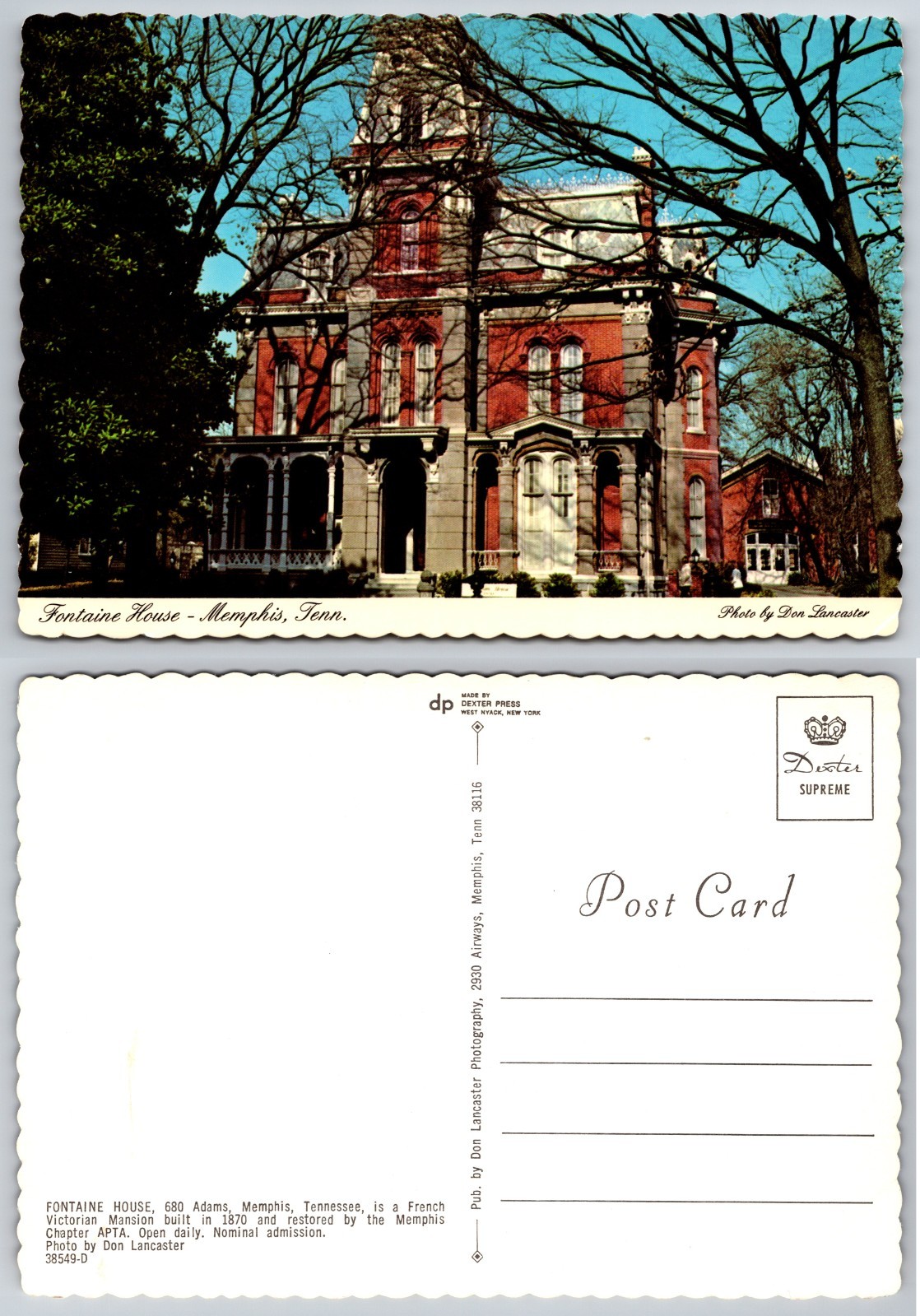 Continental Fontaine House Memphis TN Postcard