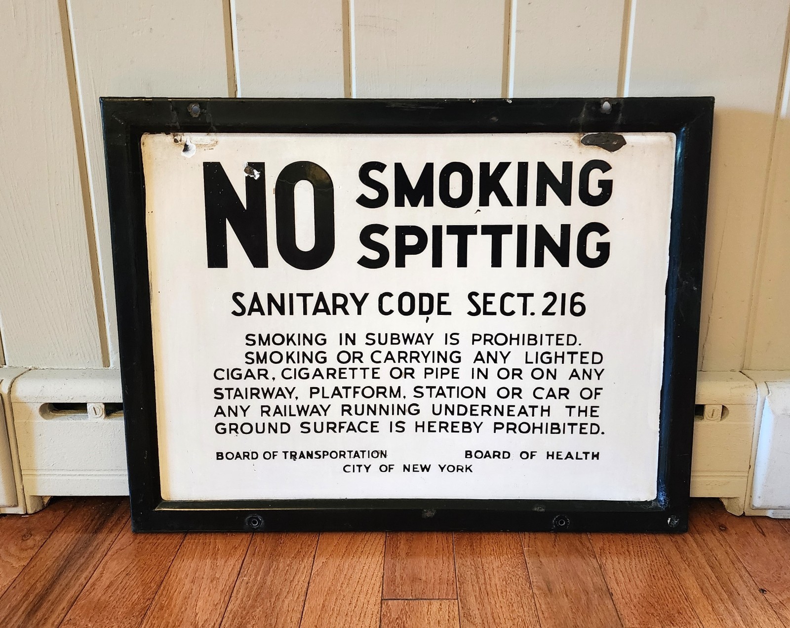 VINTAGE NYC SUBWAY SIGN PORCELAIN NO SMOKING NO SPITTING CITY OF NY IRT NYCTA VINTAGE NYC SUBWAY SIGN PORCELAIN NO SMOKING NO SPITTING CITY OF NY IRT NYCTA