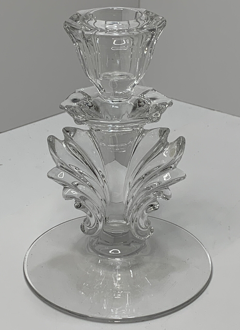 Vtg Fostoria Candleholder Baroque Crystal Glass Single Flame No Chips Or Cracks