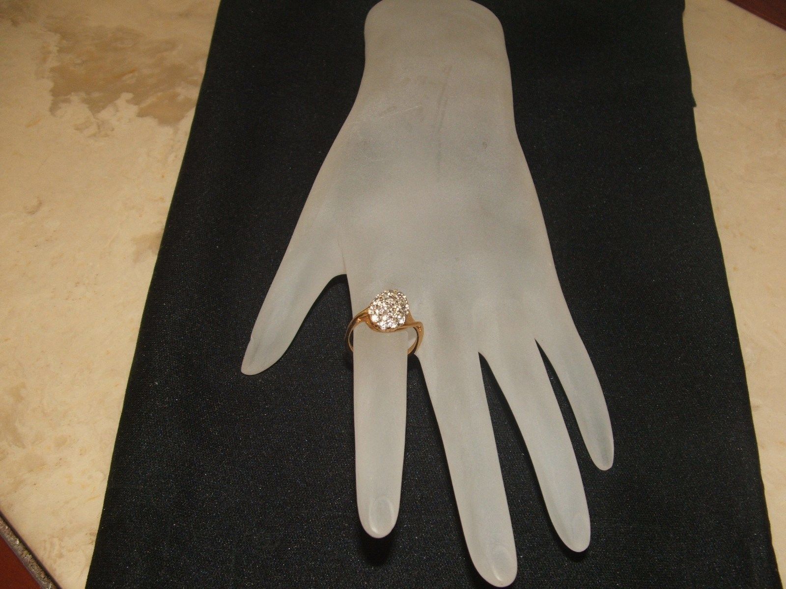 vintage1970's merlite ring cz 14k yellow gold electroplated size 6.25