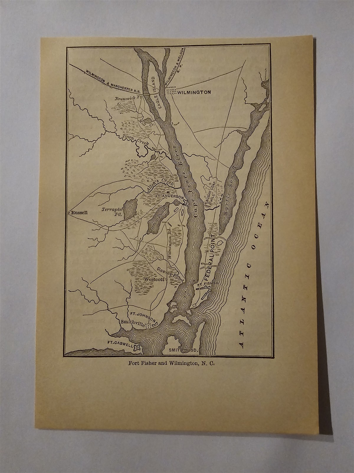 Fort Fisher Wilmington North Carolina 1881 Civil War Map 